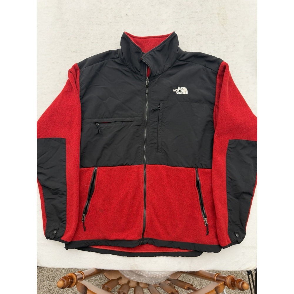The North Face Denali Jacket Men XL Red Black Polartec Full Zip Fleece Y2K Vtg
